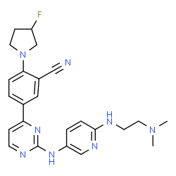ChemSpider 2D Image | 5-{2-[(6-{[2-(Dimethylamino)ethyl]amino}-3-pyridinyl)amino]-4-pyrimidinyl}-2-(3-fluoro-1-pyrrolidinyl)benzonitrile | C24H27FN8