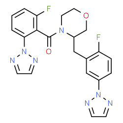 ChemSpider 2D Image | {3-[2-Fluoro-5-(2H-1,2,3-triazol-2-yl)benzyl]-4-morpholinyl}[2-fluoro-6-(2H-1,2,3-triazol-2-yl)phenyl]methanone | C22H19F2N7O2