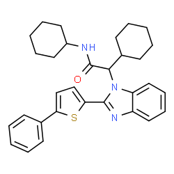 ChemSpider 2D Image | N,2-Dicyclohexyl-2-[2-(5-phenyl-2-thienyl)-1H-benzimidazol-1-yl]acetamide | C31H35N3OS