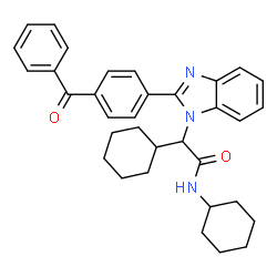 ChemSpider 2D Image | 2-[2-(4-Benzoylphenyl)-1H-benzimidazol-1-yl]-N,2-dicyclohexylacetamide | C34H37N3O2