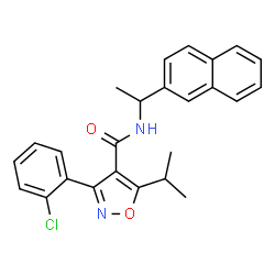 ChemSpider 2D Image | 3-(2-Chlorophenyl)-5-isopropyl-N-[1-(2-naphthyl)ethyl]-1,2-oxazole-4-carboxamide | C25H23ClN2O2