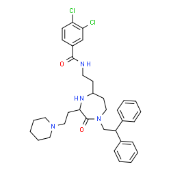 ChemSpider 2D Image | 3,4-Dichloro-N-(2-{1-(2,2-diphenylethyl)-2-oxo-3-[2-(1-piperidinyl)ethyl]-1,4-diazepan-5-yl}ethyl)benzamide | C35H42Cl2N4O2