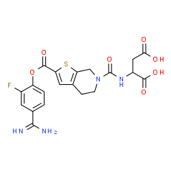 ChemSpider 2D Image | N-({2-[(4-Carbamimidoyl-2-fluorophenoxy)carbonyl]-4,7-dihydrothieno[2,3-c]pyridin-6(5H)-yl}carbonyl)aspartic acid | C20H19FN4O7S