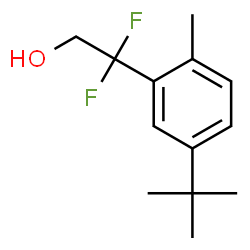 ChemSpider 2D Image | 2,2-Difluoro-2-[2-methyl-5-(2-methyl-2-propanyl)phenyl]ethanol | C13H18F2O