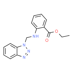 ChemSpider 2D Image | Ethyl 2-[(1H-benzotriazol-1-ylmethyl)amino]benzoate | C16H16N4O2