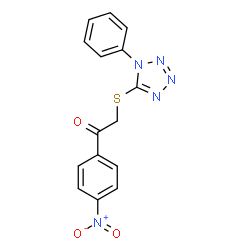 ChemSpider 2D Image | 1-(4-Nitrophenyl)-2-[(1-phenyl-1H-tetrazol-5-yl)sulfanyl]ethanone | C15H11N5O3S