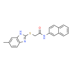 ChemSpider 2D Image | 2-[(5-Methyl-1H-benzimidazol-2-yl)sulfanyl]-N-(2-naphthyl)acetamide | C20H17N3OS