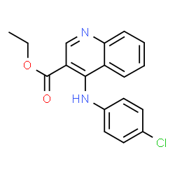 ChemSpider 2D Image | Ethyl 4-[(4-chlorophenyl)amino]-3-quinolinecarboxylate | C18H15ClN2O2