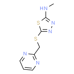 ChemSpider 2D Image | N-Methyl-5-[(2-pyrimidinylmethyl)sulfanyl]-1,3,4-thiadiazol-2-amine | C8H9N5S2