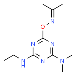 ChemSpider 2D Image | N'-Ethyl-6-[(isopropylideneamino)oxy]-N,N-dimethyl-1,3,5-triazine-2,4-diamine | C10H18N6O