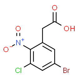 ChemSpider 2D Image | (5-Bromo-3-chloro-2-nitrophenyl)acetic acid | C8H5BrClNO4