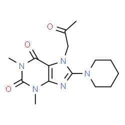 ChemSpider 2D Image | 1,3-Dimethyl-7-(2-oxopropyl)-8-(1-piperidinyl)-3,7-dihydro-1H-purine-2,6-dione | C15H21N5O3