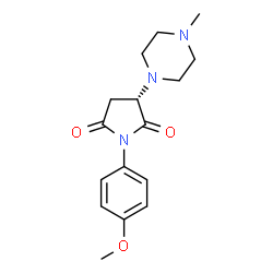 ChemSpider 2D Image | (3S)-1-(4-Methoxyphenyl)-3-(4-methyl-1-piperazinyl)-2,5-pyrrolidinedione | C16H21N3O3