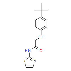 ChemSpider 2D Image | 2-[4-(2-Methyl-2-propanyl)phenoxy]-N-(1,3-thiazol-2-yl)acetamide | C15H18N2O2S