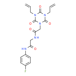 ChemSpider 2D Image | N~2~-[(3,5-Diallyl-2,4,6-trioxo-1,3,5-triazinan-1-yl)acetyl]-N-(4-fluorophenyl)glycinamide | C19H20FN5O5