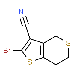 ChemSpider 2D Image | 2-Bromo-6,7-dihydro-4H-thieno[3,2-c]thiopyran-3-carbonitrile | C8H6BrNS2