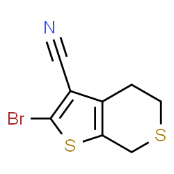 ChemSpider 2D Image | 2-Bromo-4,7-dihydro-5H-thieno[2,3-c]thiopyran-3-carbonitrile | C8H6BrNS2