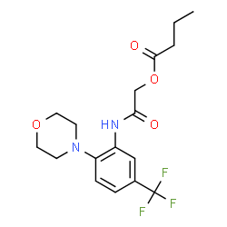 ChemSpider 2D Image | 2-{[2-(4-Morpholinyl)-5-(trifluoromethyl)phenyl]amino}-2-oxoethyl butyrate | C17H21F3N2O4