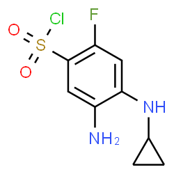 ChemSpider 2D Image | 5-Amino-4-(cyclopropylamino)-2-fluorobenzenesulfonyl chloride | C9H10ClFN2O2S