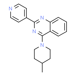 ChemSpider 2D Image | 4-(4-Methyl-1-piperidinyl)-2-(4-pyridinyl)quinazoline | C19H20N4