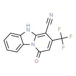 ChemSpider 2D Image | 1-Oxo-3-(trifluoromethyl)-1,5-dihydropyrido[1,2-a]benzimidazole-4-carbonitrile | C13H6F3N3O
