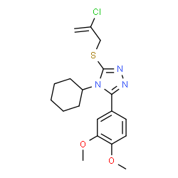 ChemSpider 2D Image | 3-[(2-Chloro-2-propen-1-yl)sulfanyl]-4-cyclohexyl-5-(3,4-dimethoxyphenyl)-4H-1,2,4-triazole | C19H24ClN3O2S