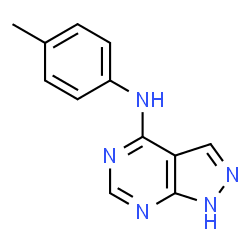 ChemSpider 2D Image | N-(4-Methylphenyl)-1H-pyrazolo[3,4-d]pyrimidin-4-amine | C12H11N5