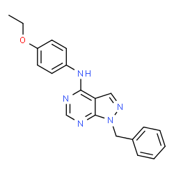 ChemSpider 2D Image | 1-Benzyl-N-(4-ethoxyphenyl)-1H-pyrazolo[3,4-d]pyrimidin-4-amine | C20H19N5O