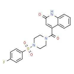 ChemSpider 2D Image | 4-({4-[(4-Fluorophenyl)sulfonyl]-1-piperazinyl}carbonyl)-2(1H)-quinolinone | C20H18FN3O4S