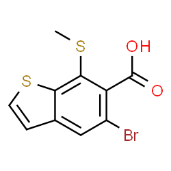 ChemSpider 2D Image | 5-Bromo-7-(methylsulfanyl)-1-benzothiophene-6-carboxylic acid | C10H7BrO2S2
