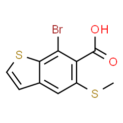 ChemSpider 2D Image | 7-Bromo-5-(methylsulfanyl)-1-benzothiophene-6-carboxylic acid | C10H7BrO2S2