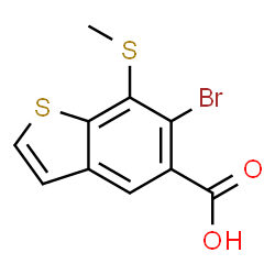 ChemSpider 2D Image | 6-Bromo-7-(methylsulfanyl)-1-benzothiophene-5-carboxylic acid | C10H7BrO2S2