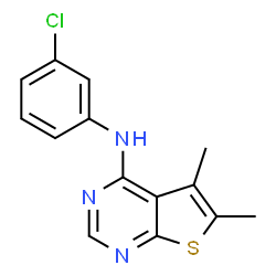 ChemSpider 2D Image | N-(3-Chlorophenyl)-5,6-dimethylthieno[2,3-d]pyrimidin-4-amine | C14H12ClN3S