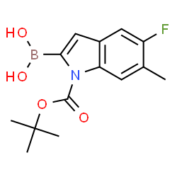 ChemSpider 2D Image | (5-Fluoro-6-methyl-1-{[(2-methyl-2-propanyl)oxy]carbonyl}-1H-indol-2-yl)boronic acid | C14H17BFNO4