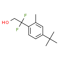 ChemSpider 2D Image | 2,2-Difluoro-2-[2-methyl-4-(2-methyl-2-propanyl)phenyl]ethanol | C13H18F2O