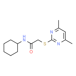 ChemSpider 2D Image | N-Cyclohexyl-2-[(4,6-dimethyl-2-pyrimidinyl)sulfanyl]acetamide | C14H21N3OS