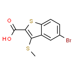 ChemSpider 2D Image | 5-Bromo-3-(methylsulfanyl)-1-benzothiophene-2-carboxylic acid | C10H7BrO2S2