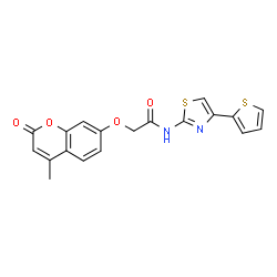 ChemSpider 2D Image | 2-[(4-Methyl-2-oxo-2H-chromen-7-yl)oxy]-N-[4-(2-thienyl)-1,3-thiazol-2-yl]acetamide | C19H14N2O4S2