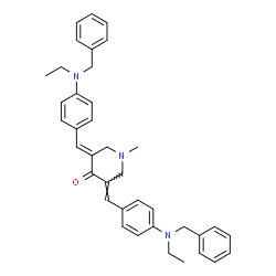 ChemSpider 2D Image | (3E,5E)-3,5-Bis{4-[benzyl(ethyl)amino]benzylidene}-1-methyl-4-piperidinone | C38H41N3O