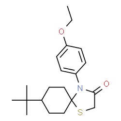 ChemSpider 2D Image | 4-(4-Ethoxyphenyl)-8-(2-methyl-2-propanyl)-1-thia-4-azaspiro[4.5]decan-3-one | C20H29NO2S