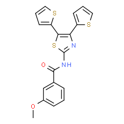 ChemSpider 2D Image | N-[4,5-Di(2-thienyl)-1,3-thiazol-2-yl]-3-methoxybenzamide | C19H14N2O2S3