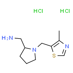 ChemSpider 2D Image | 1-{1-[(4-Methyl-1,3-thiazol-5-yl)methyl]-2-pyrrolidinyl}methanamine dihydrochloride | C10H19Cl2N3S