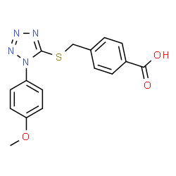ChemSpider 2D Image | 4-({[1-(4-Methoxyphenyl)-1H-tetrazol-5-yl]sulfanyl}methyl)benzoic acid | C16H14N4O3S