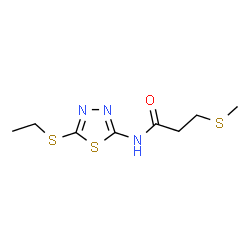 ChemSpider 2D Image | N-[5-(Ethylsulfanyl)-1,3,4-thiadiazol-2-yl]-3-(methylsulfanyl)propanamide | C8H13N3OS3