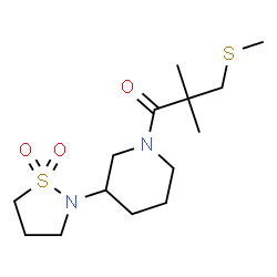 ChemSpider 2D Image | 1-[3-(1,1-Dioxido-1,2-thiazolidin-2-yl)-1-piperidinyl]-2,2-dimethyl-3-(methylsulfanyl)-1-propanone | C14H26N2O3S2