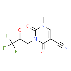ChemSpider 2D Image | 1-Methyl-2,4-dioxo-3-(3,3,3-trifluoro-2-hydroxypropyl)-1,2,3,4-tetrahydro-5-pyrimidinecarbonitrile | C9H8F3N3O3