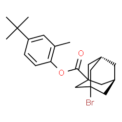 ChemSpider 2D Image | 2-Methyl-4-(2-methyl-2-propanyl)phenyl (5R,7S)-3-bromo-1-adamantanecarboxylate | C22H29BrO2