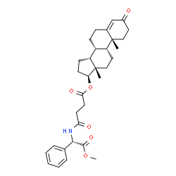 ChemSpider 2D Image | (9beta,14beta,17beta)-3-Oxoandrost-4-en-17-yl 4-{[(1S)-2-methoxy-2-oxo-1-phenylethyl]amino}-4-oxobutanoate | C32H41NO6