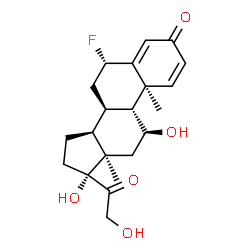 ChemSpider 2D Image | (6alpha,8alpha,9beta,10alpha,11beta,13alpha)-6-Fluoro-11,17,21-trihydroxypregna-1,4-diene-3,20-dione | C21H27FO5