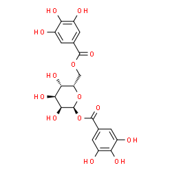 ChemSpider 2D Image | 1,6-Bis-O-(3,4,5-trihydroxybenzoyl)-alpha-L-gulopyranose | C20H20O14